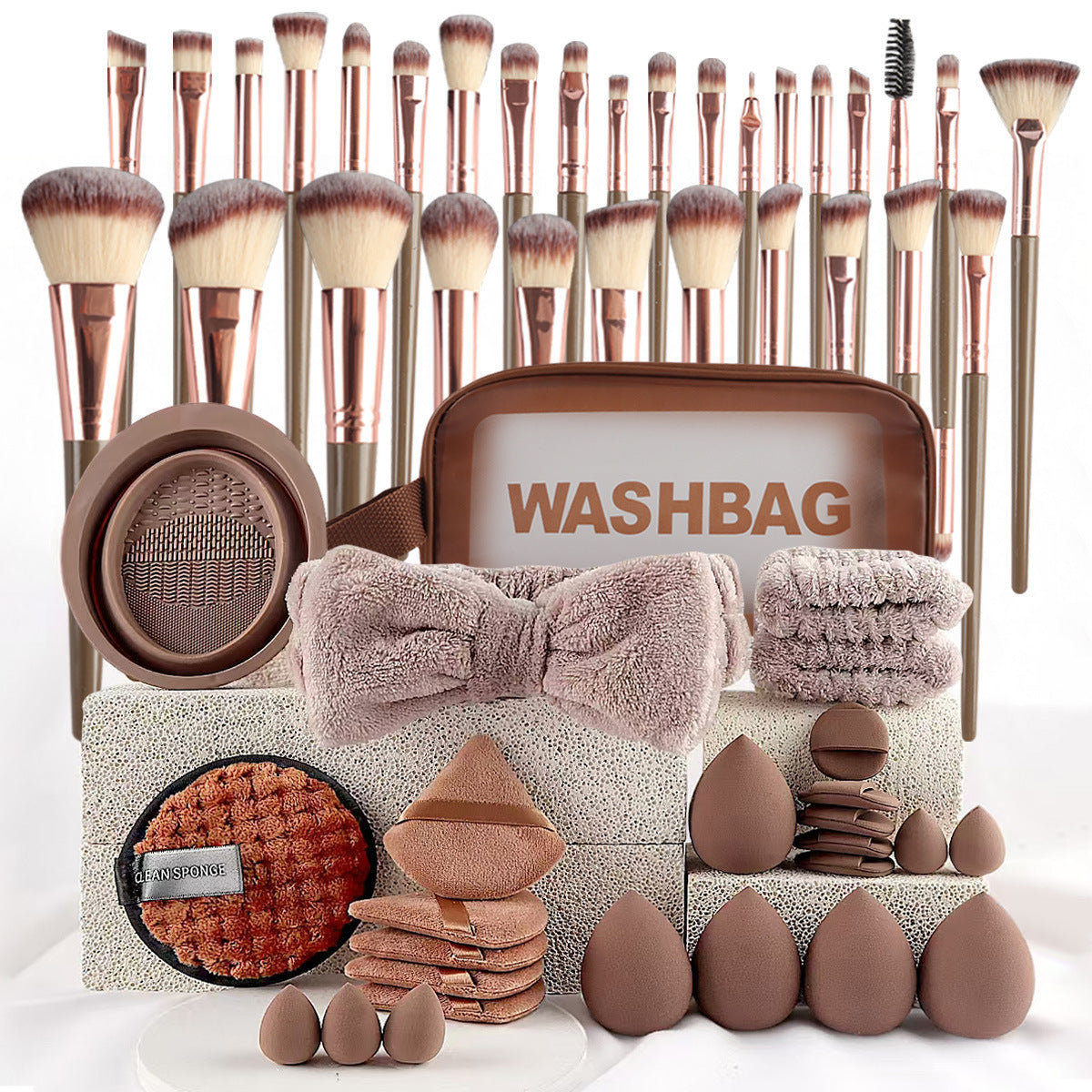 20–40 Piece Makeup Brush & Beauty Tool Set for Complete Kit