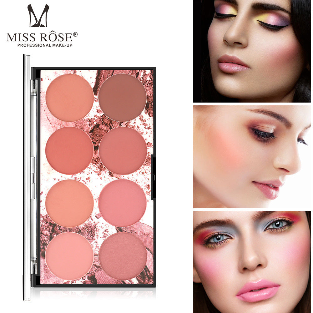 8-Color Matte Blush Palette for Natural Sun-Kissed Makeup