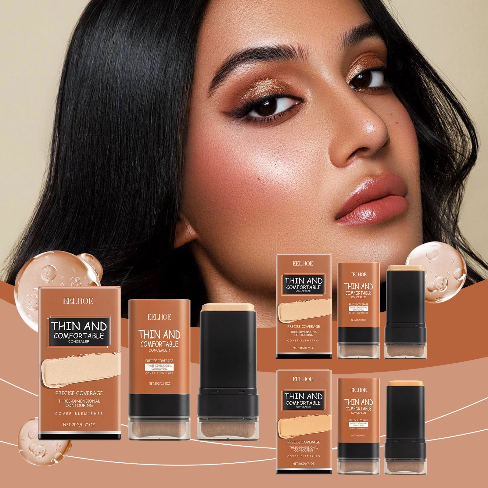 Lightweight Concealer Stick Foundation for Natural Hydrating Makeup Finish
