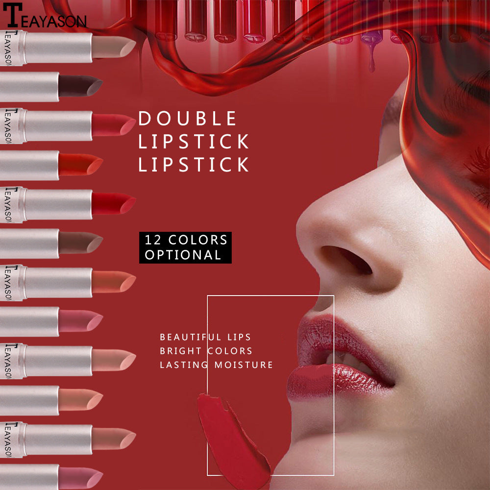 Double-Head Matte Lip Gloss for Long-Lasting Non-Stick Color