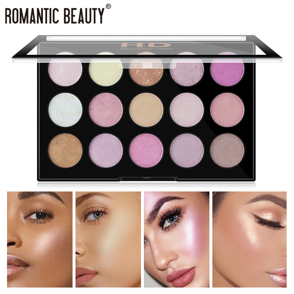 15-Color Highlighter Eyeshadow Palette for Face Glow Makeup