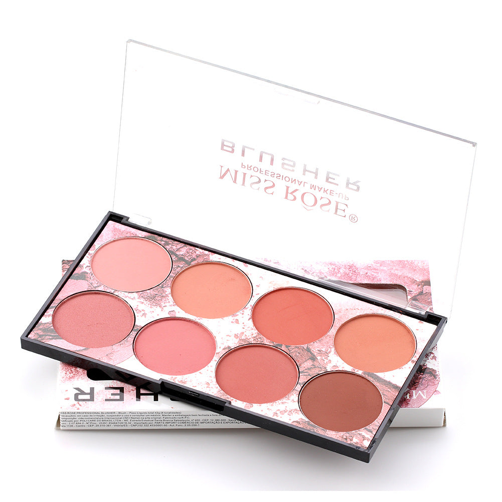 8-Color Matte Blush Palette for Natural Sun-Kissed Makeup
