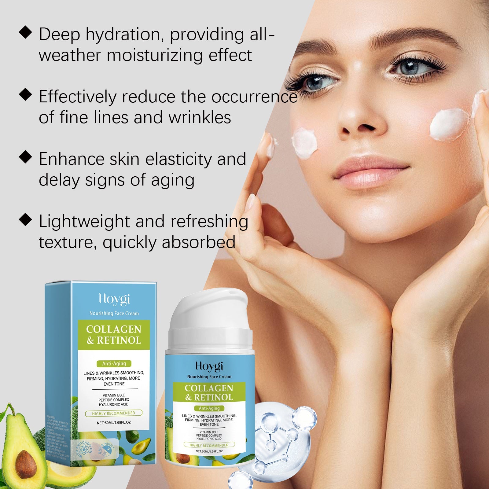 Collagen Facial Moisturizer for Hydrating Anti-Aging Skin Care Cream