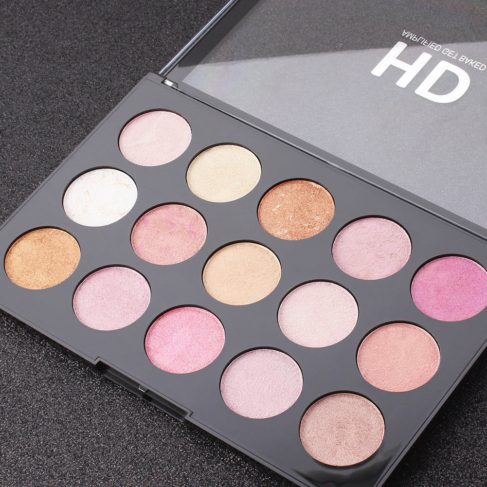 15-Color Highlighter Eyeshadow Palette for Face Glow Makeup