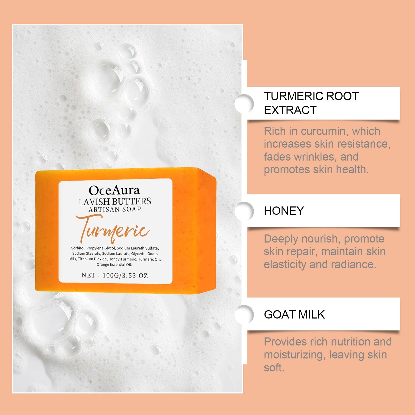 Turmeric Soap for Skin Moisturize and Body Care Cleanser