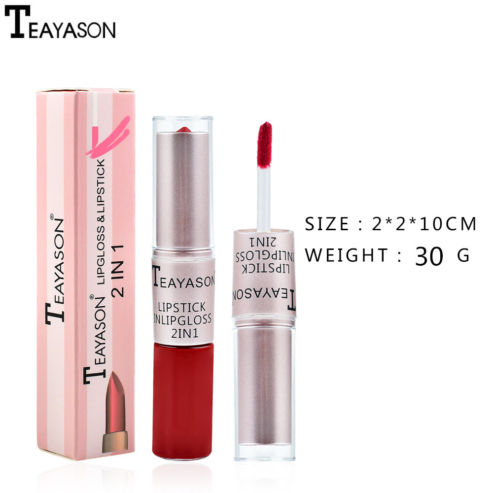 Double-Head Matte Lip Gloss for Long-Lasting Non-Stick Color