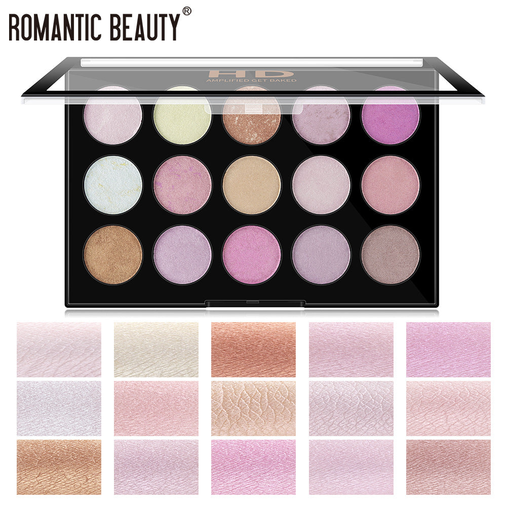 15-Color Highlighter Eyeshadow Palette for Face Glow Makeup