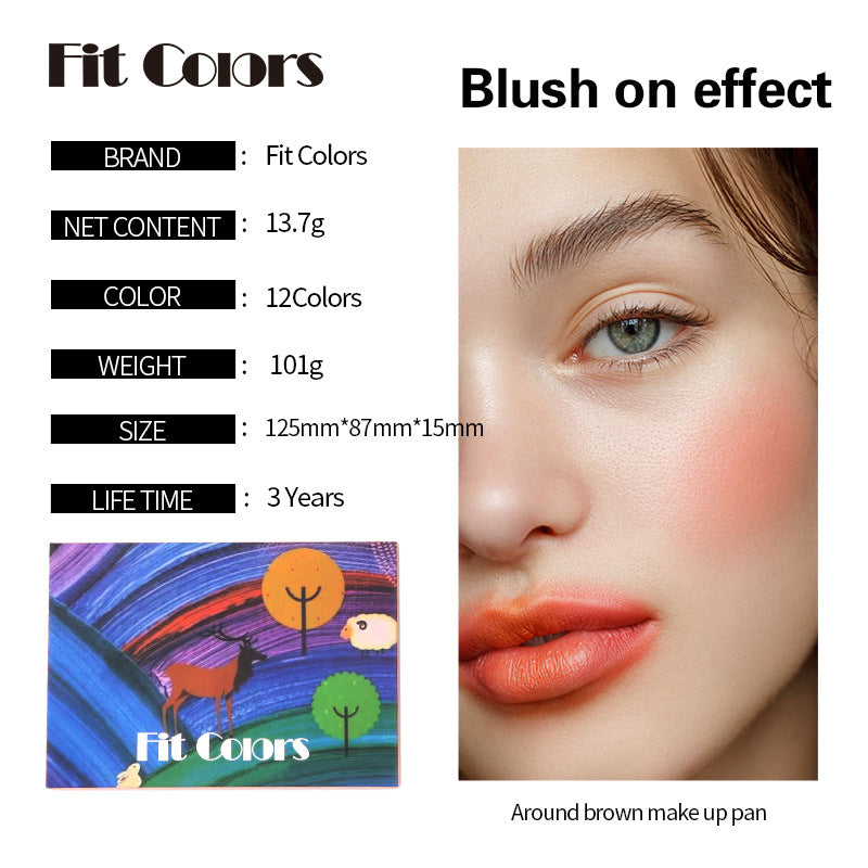 12-Color Face Makeup Palette for Blush Eyeshadow Brows