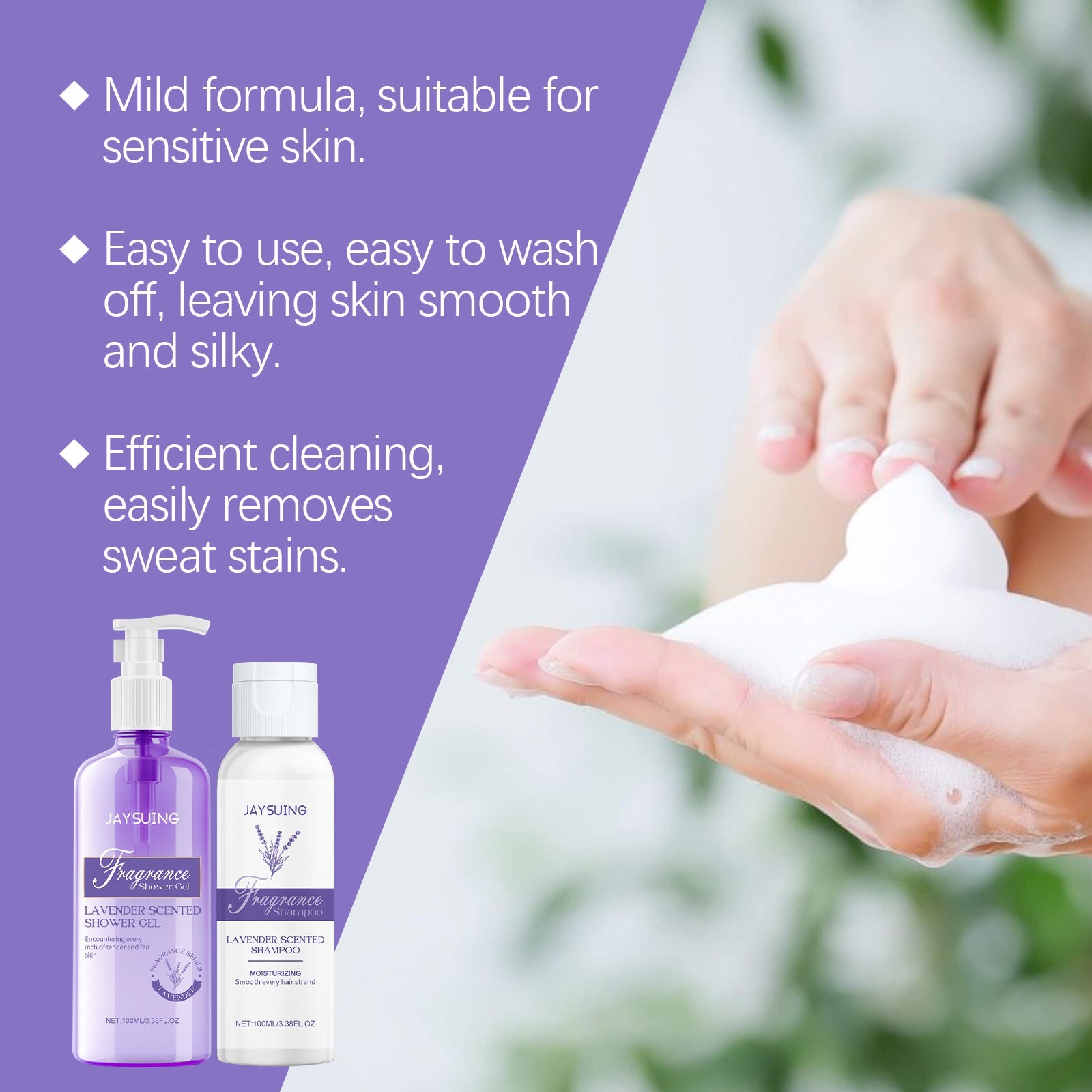 Lavender Shampoo & Shower Set for Gentle Skin Care