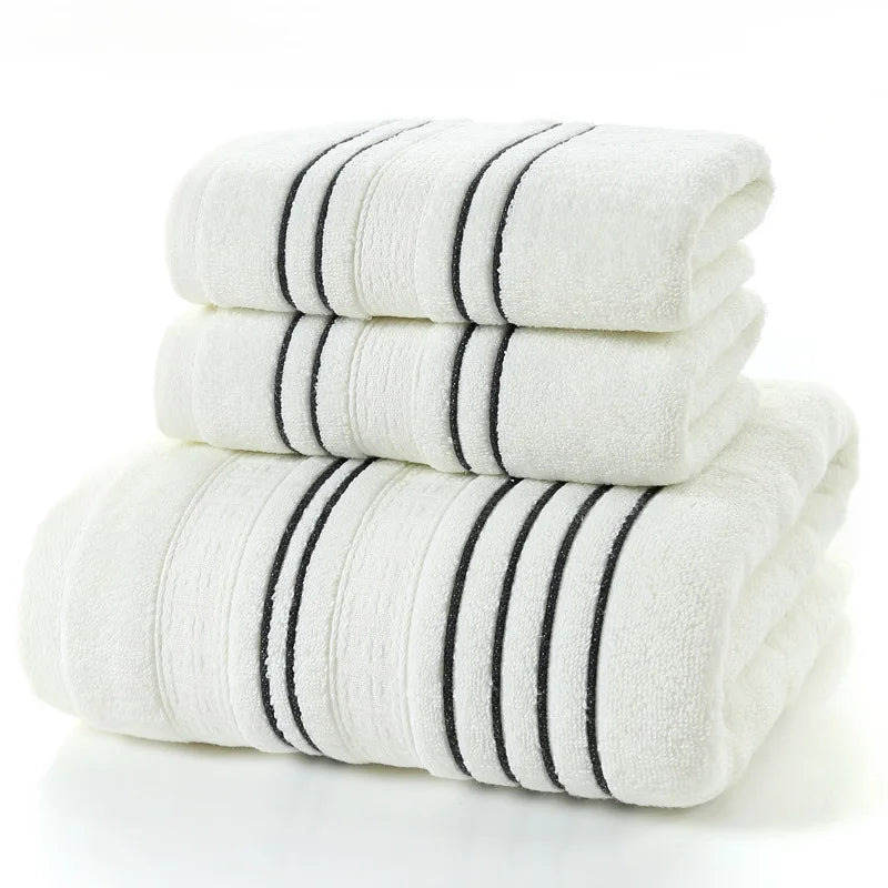 3-Piece Grey Cotton Towel Set for Bath and Travel