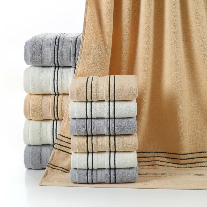 3-Piece Grey Cotton Towel Set for Bath and Travel