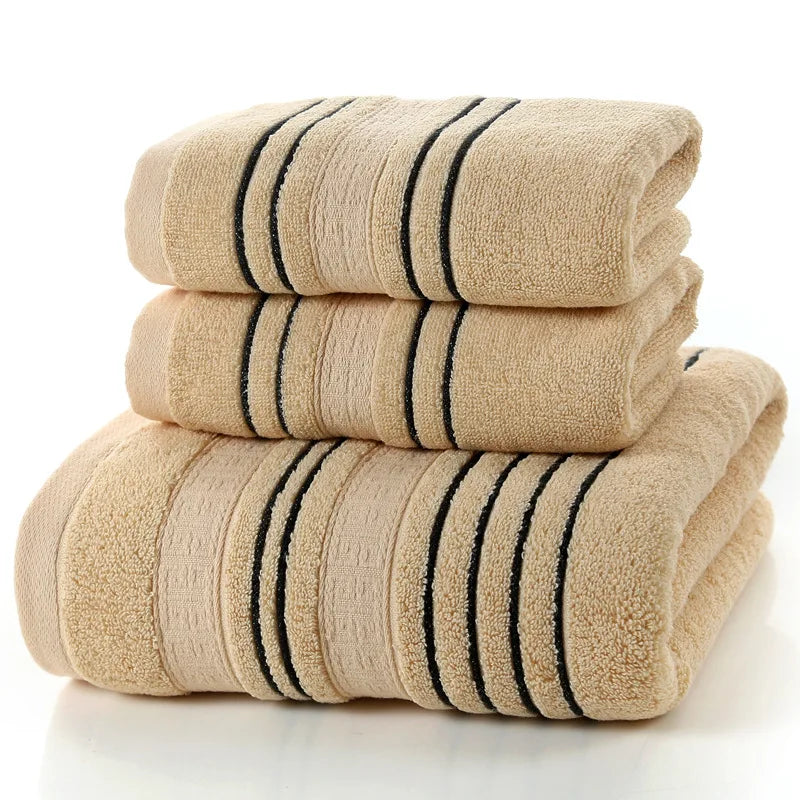 3-Piece Grey Cotton Towel Set for Bath and Travel