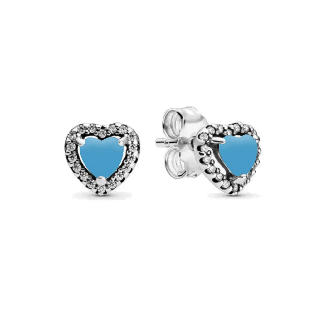 925 Sterling Silver Heart Shaped Zircon Earrings | Charming Girls Jewelry Gift
