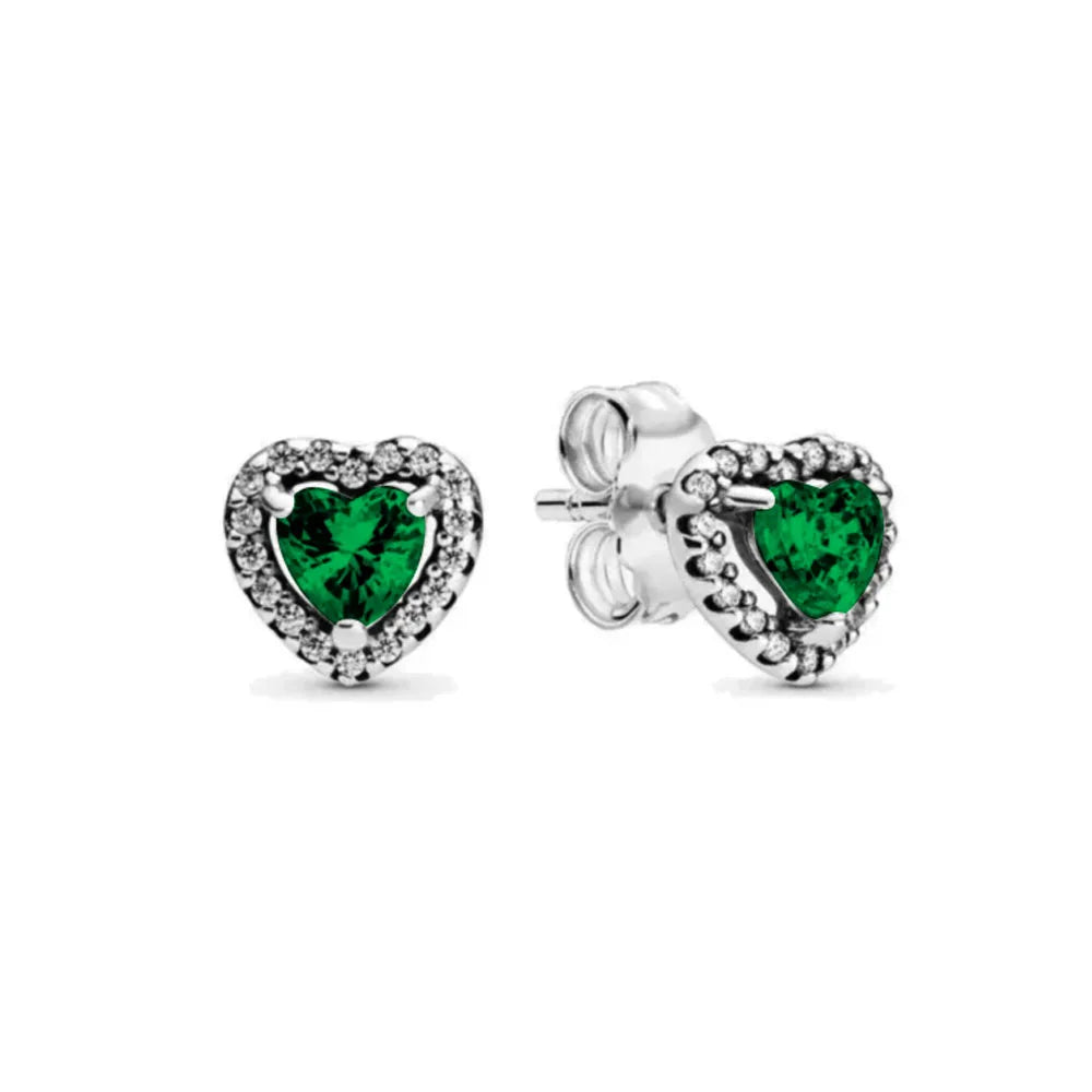 925 Sterling Silver Heart Shaped Zircon Earrings | Charming Girls Jewelry Gift