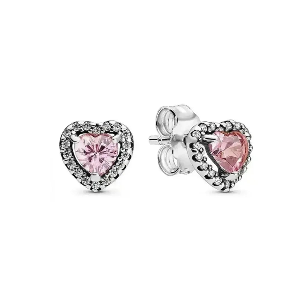 925 Sterling Silver Heart Shaped Zircon Earrings | Charming Girls Jewelry Gift