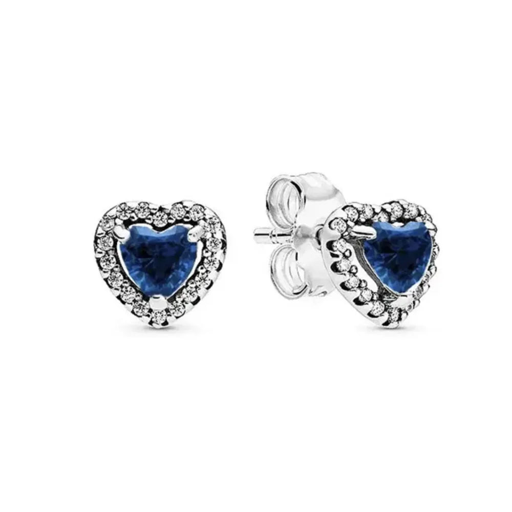 925 Sterling Silver Heart Shaped Zircon Earrings | Charming Girls Jewelry Gift
