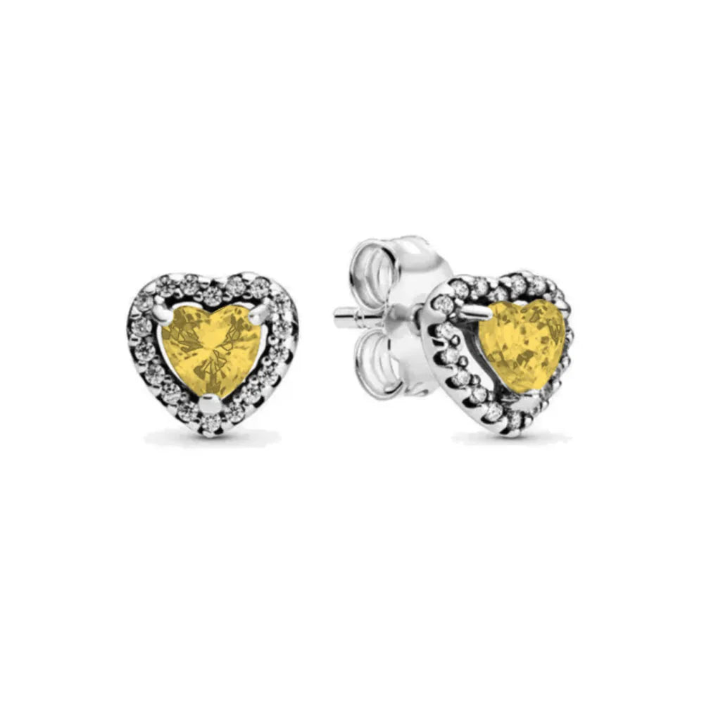 925 Sterling Silver Heart Shaped Zircon Earrings | Charming Girls Jewelry Gift