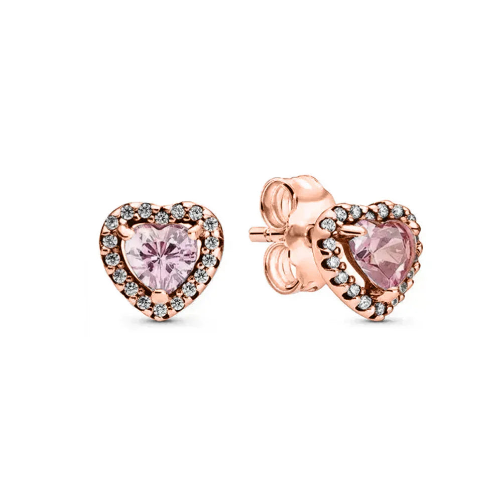 925 Sterling Silver Heart Shaped Zircon Earrings | Charming Girls Jewelry Gift