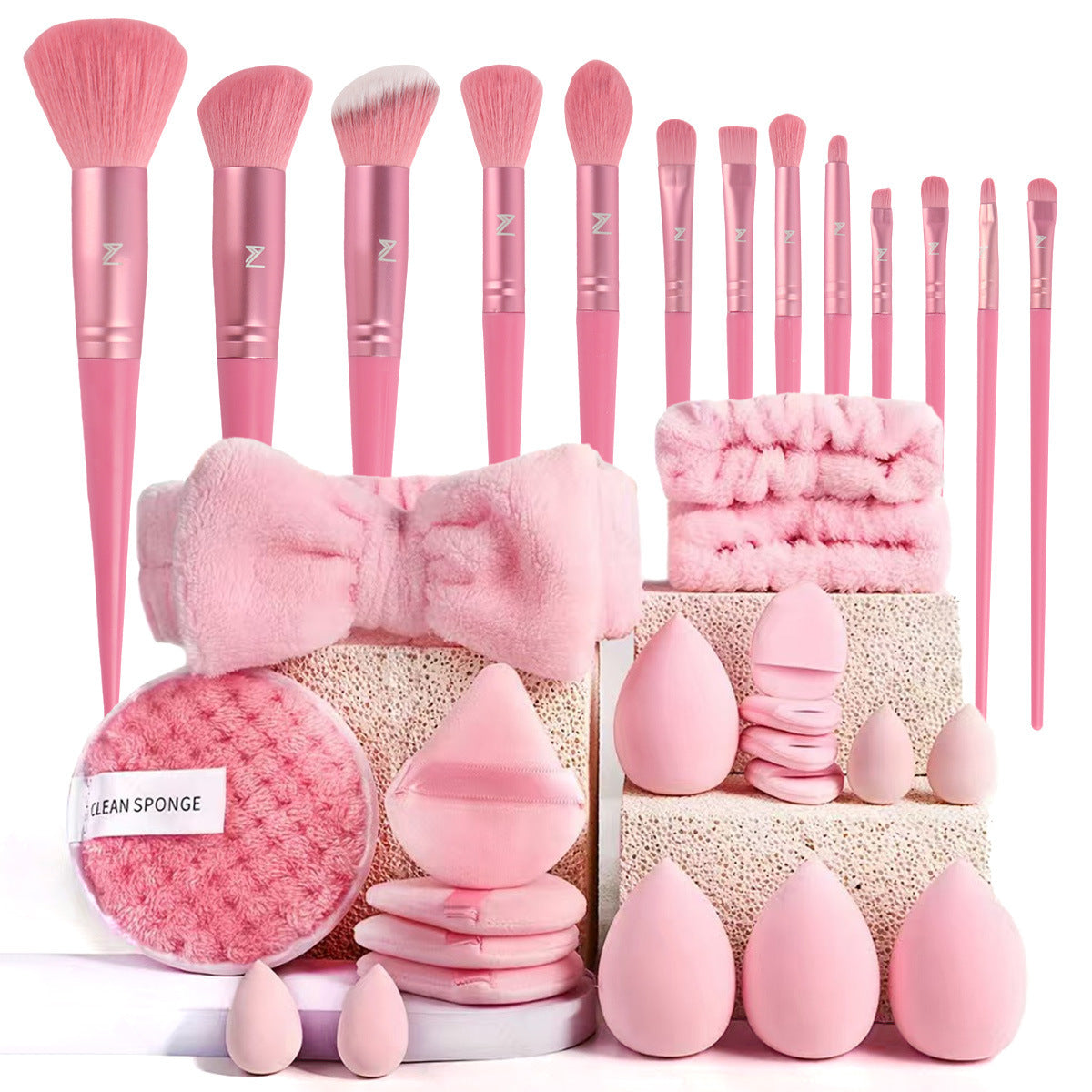 20–40 Piece Makeup Brush & Beauty Tool Set for Complete Kit