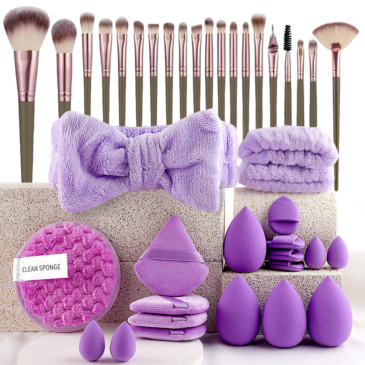 20–40 Piece Makeup Brush & Beauty Tool Set for Complete Kit